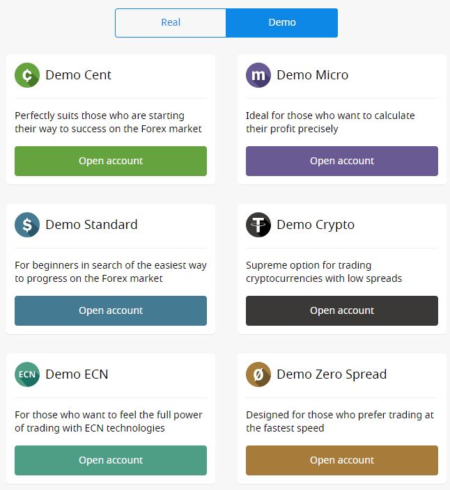 FBS Demo Account Selection